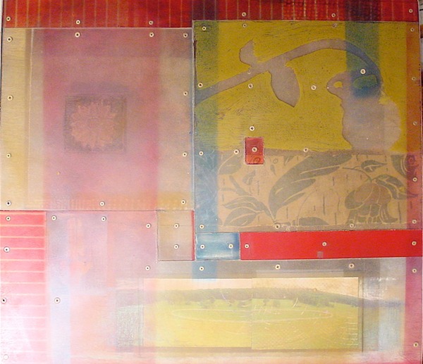 "transforms and tales" media: shrubbi (found table top, mixed media) $1200